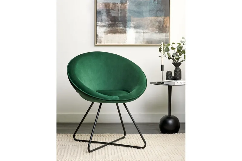 Matsalsstol Beliani Floby Ii Grön-Svart Emerald green - Huonekalut - Tuoli & nojatuoli - Ruokapöydän tuolit
