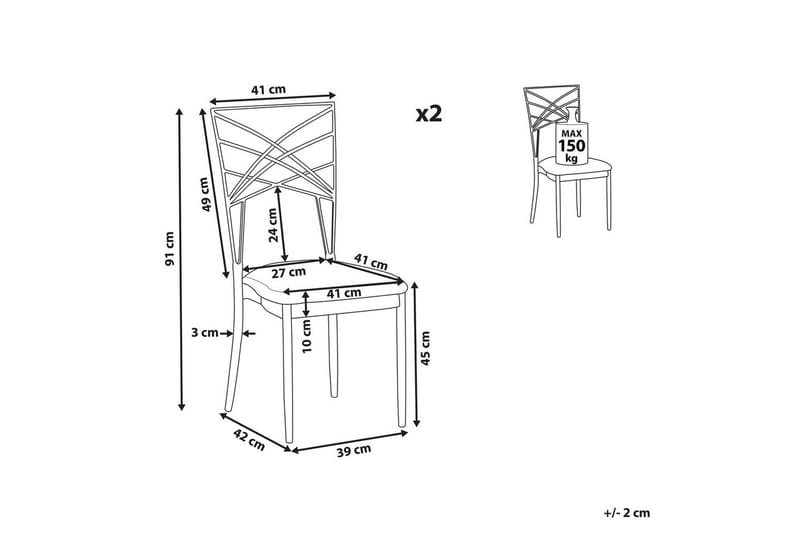 Matsalsstol Beliani Girard set om 2 Guld-Vit Black - Huonekalut - Tuoli & nojatuoli - Ruokapöydän tuolit