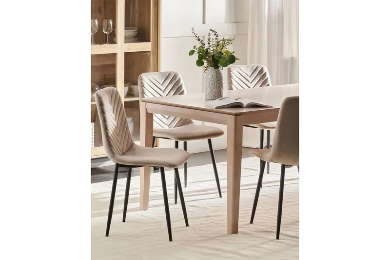 Matsalsstol Beliani Havre set om 4 Beige - Huonekalut - Tuoli & nojatuoli - Ruokapöydän tuolit