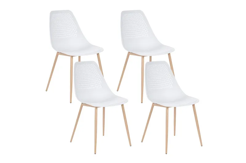 Matsalsstol Beliani Hazelton set om 4 Beige-Ljust Trä White, undefined