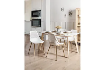 Matsalsstol Beliani Hazelton set om 4 Beige-Ljust Trä White - Huonekalut - Tuoli & nojatuoli - Ruokapöydän tuolit