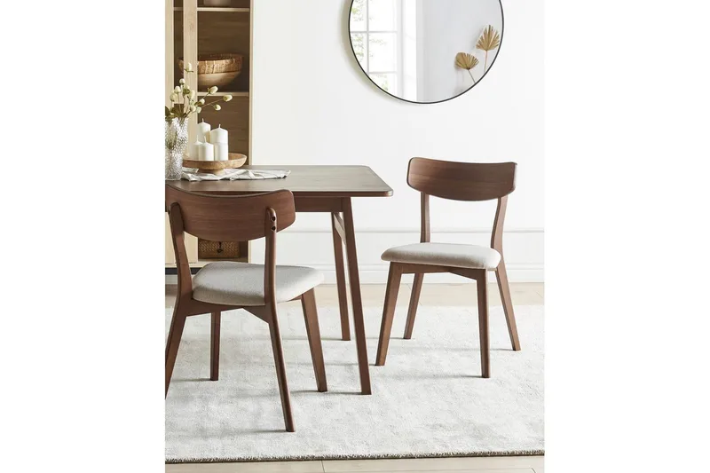 Matsalsstol Beliani Hope set om 2 Ljus Trä-Grå Ljusbeige - Huonekalut - Tuoli & nojatuoli - Ruokapöydän tuolit