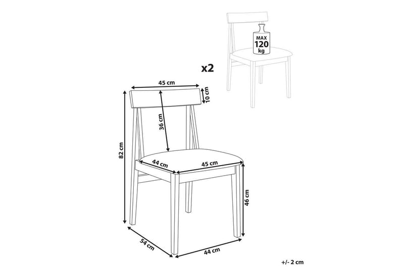 Matsalsstol Beliani Isle set om 2 Mörk Trä-Beige Dark wood VALUE_MISSING_1 - Huonekalut - Tuoli & nojatuoli - Ruokapöydän tuolit