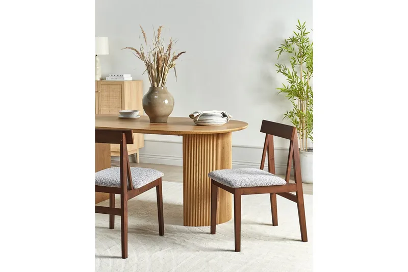 Matsalsstol Beliani Isle set om 2 Mörk Trä-Beige NO_BRAND Dark wood VALUE_MISSING_1 - Huonekalut - Tuoli & nojatuoli - Ruokapöydän tuolit