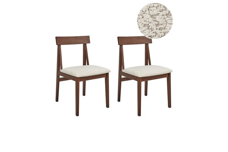Matsalsstol Beliani Isle set om 2 Mörk Trä-Beige NO_BRAND Dark wood VALUE_MISSING_2 - Huonekalut - Tuoli & nojatuoli - Ruokapöydän tuolit