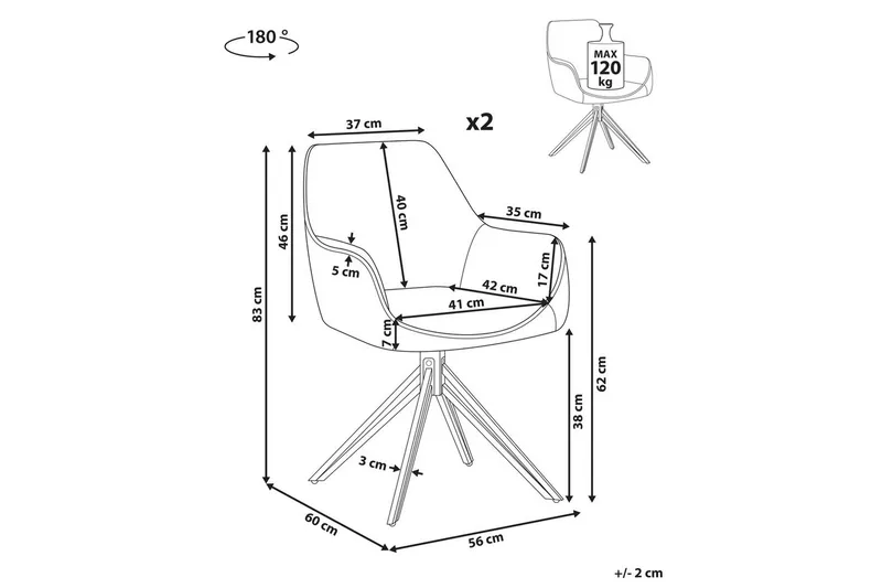 Matsalsstol Beliani Jodar set om 2 Beige-Svart Teal - Huonekalut - Tuoli & nojatuoli - Ruokapöydän tuolit