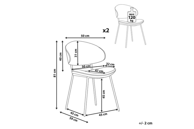 Matsalsstol Beliani Kiana set om 2 Beige Cream white - Huonekalut - Tuoli & nojatuoli - Ruokapöydän tuolit