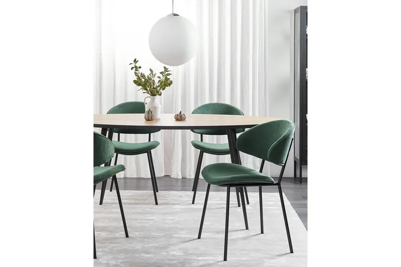 Matsalsstol Beliani Kiana set om 2 Beige Dark green - Huonekalut - Tuoli & nojatuoli - Ruokapöydän tuolit