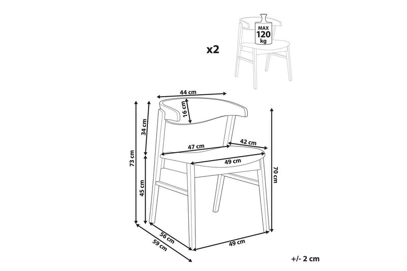 Matsalsstol Beliani Lilly set om 2 Beige-Mörkt Trä Light grey - Huonekalut - Tuoli & nojatuoli - Ruokapöydän tuolit