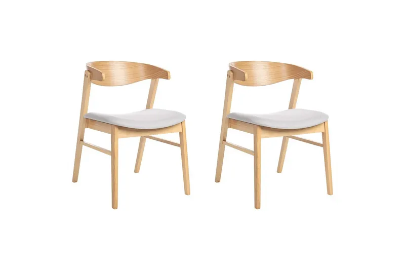 Matsalsstol Beliani Lilly set om 2 Beige-Mörkt Trä Light grey, undefined