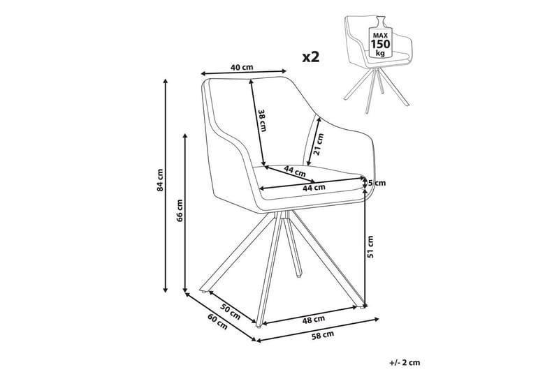 Matsalsstol Beliani Lithia set om 2 Taupe - Huonekalut - Tuoli & nojatuoli - Ruokapöydän tuolit