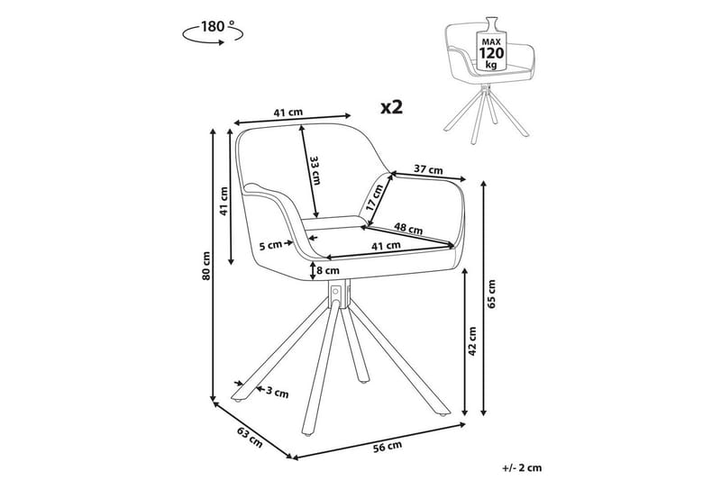 Matsalsstol Beliani Loures set om 2 Beige-Svart Dark green - Huonekalut - Tuoli & nojatuoli - Ruokapöydän tuolit