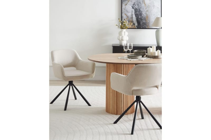 Matsalsstol Beliani Loures set om 2 Beige-Svart Ljusbeige - Huonekalut - Tuoli & nojatuoli - Ruokapöydän tuolit