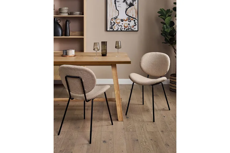 Matsalsstol Beliani Luana set om 2 Beige-Svart Taupe - Huonekalut - Tuoli & nojatuoli - Ruokapöydän tuolit