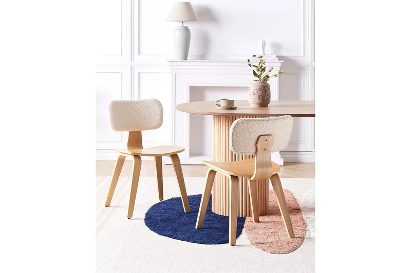 Matsalsstol Beliani Lucinda set om 2 Beige-Ljust Trä Ljusbeige VALUE_MISSING_1 - Huonekalut - Tuoli & nojatuoli - Ruokapöydän tuolit