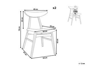 Matsalsstol Beliani Lynn set om 2 Ljus Trä-Beige Light grey - Huonekalut - Tuoli & nojatuoli - Ruokapöydän tuolit