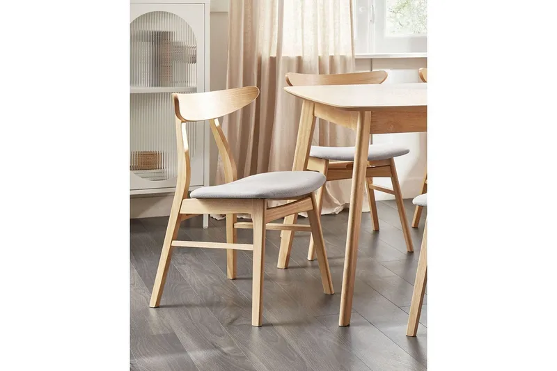 Matsalsstol Beliani Lynn set om 2 Ljus Trä-Beige Light grey - Huonekalut - Tuoli & nojatuoli - Ruokapöydän tuolit