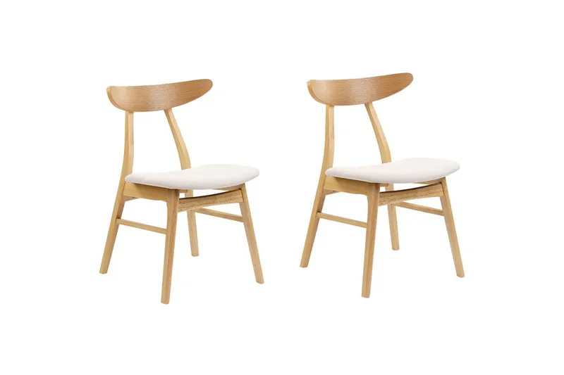 Matsalsstol Beliani Lynn set om 2 Ljus Trä-Beige Ljusbeige - Huonekalut - Tuoli & nojatuoli - Ruokapöydän tuolit