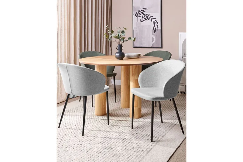 Matsalsstol Beliani Mason set om 2 Beige-Svart Light grey - Huonekalut - Tuoli & nojatuoli - Ruokapöydän tuolit