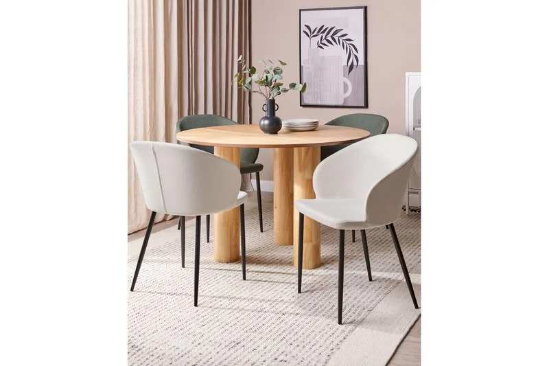 Matsalsstol Beliani Mason set om 2 Beige-Svart Ljusbeige - Huonekalut - Tuoli & nojatuoli - Ruokapöydän tuolit