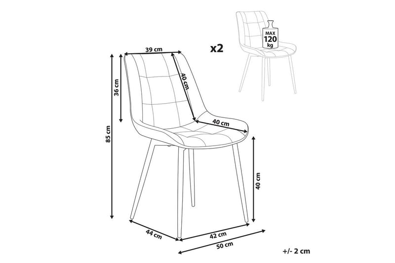 Matsalsstol Beliani Melrose set om 2 Beige-Svart Off White - Huonekalut - Tuoli & nojatuoli - Ruokapöydän tuolit