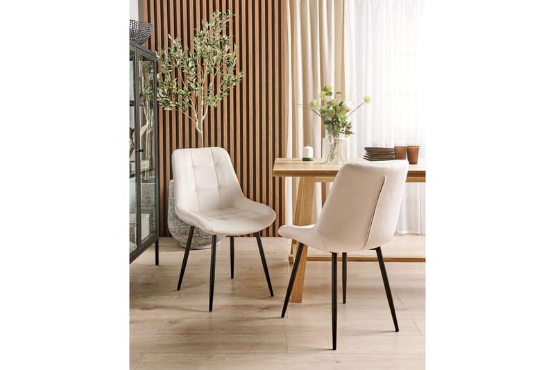Matsalsstol Beliani Melrose set om 2 Beige-Svart Off White - Huonekalut - Tuoli & nojatuoli - Ruokapöydän tuolit