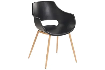 Matsalsstol Beliani Millers set om 4 Beige-Ljust Trä Black - Huonekalut - Tuoli & nojatuoli - Ruokapöydän tuolit