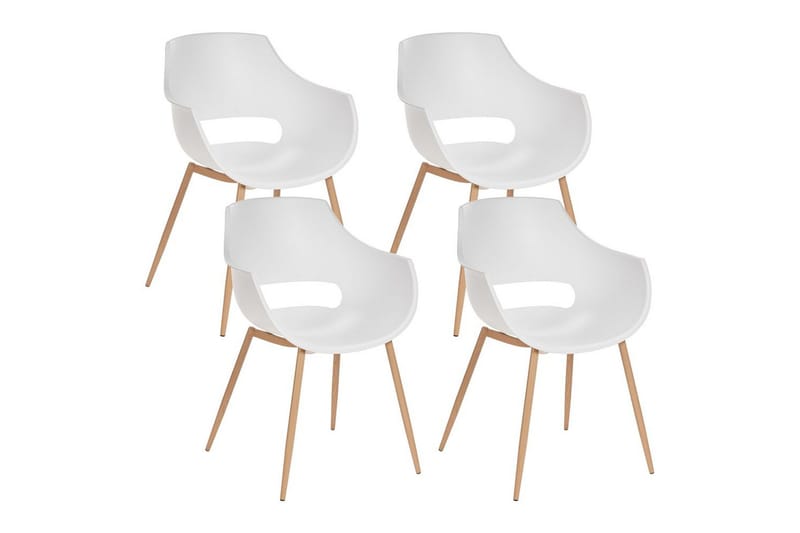 Matsalsstol Beliani Millers set om 4 Beige-Ljust Trä White, undefined