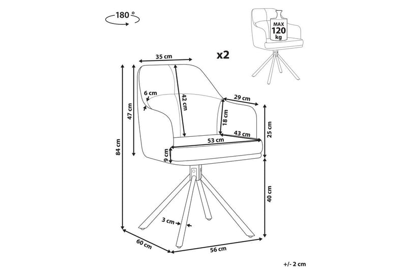 Matsalsstol Beliani Mira set om 2 Beige-Svart Beige - Huonekalut - Tuoli & nojatuoli - Ruokapöydän tuolit