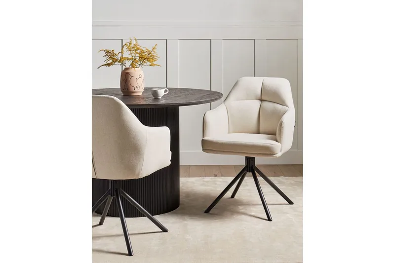 Matsalsstol Beliani Mira set om 2 Beige-Svart Beige - Huonekalut - Tuoli & nojatuoli - Ruokapöydän tuolit