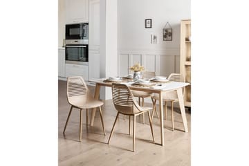 Matsalsstol Beliani Montello set om 4 Beige-Ljust Trä Beige - Huonekalut - Tuoli & nojatuoli - Ruokapöydän tuolit