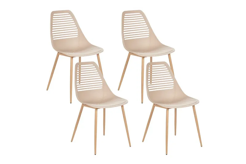 Matsalsstol Beliani Montello set om 4 Beige-Ljust Trä Beige, undefined