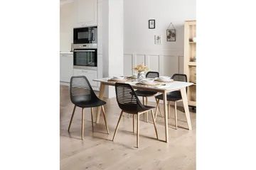 Matsalsstol Beliani Montello set om 4 Beige-Ljust Trä Black - Huonekalut - Tuoli & nojatuoli - Ruokapöydän tuolit