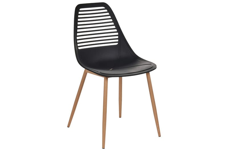 Matsalsstol Beliani Montello set om 4 Beige-Ljust Trä Black - Huonekalut - Tuoli & nojatuoli - Ruokapöydän tuolit