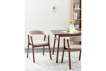 Matsalsstol Beliani Mylo set om 2 Beige-Mörkt Trä Beige - Huonekalut - Tuoli & nojatuoli - Ruokapöydän tuolit