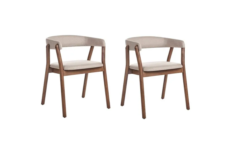 Matsalsstol Beliani Mylo set om 2 Beige-Mörkt Trä Beige, undefined