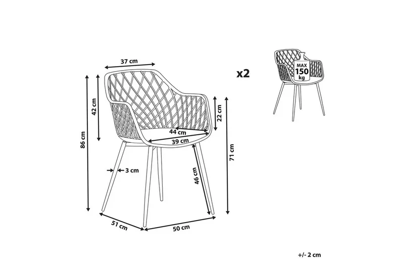 Matsalsstol Beliani Nashua set om 2 Beige - Huonekalut - Tuoli & nojatuoli - Ruokapöydän tuolit