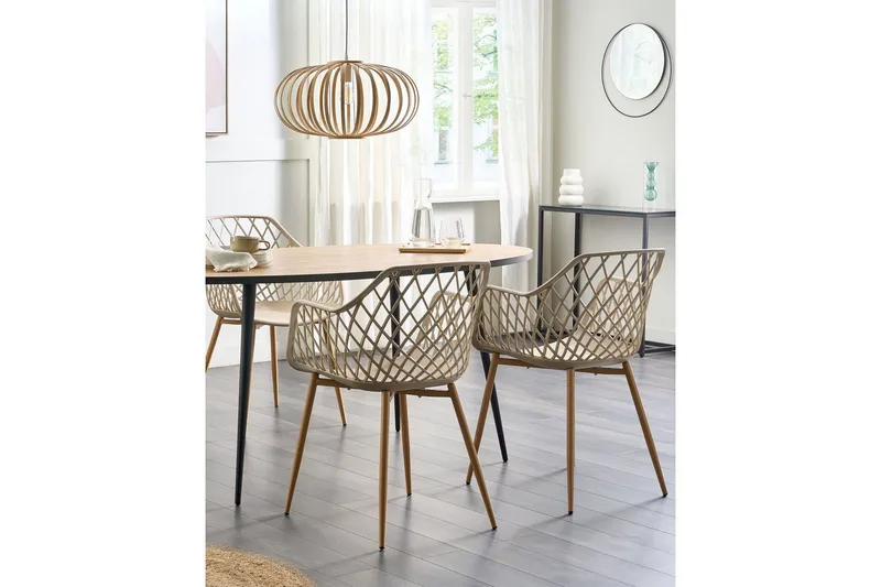 Matsalsstol Beliani Nashua set om 2 Beige - Huonekalut - Tuoli & nojatuoli - Ruokapöydän tuolit