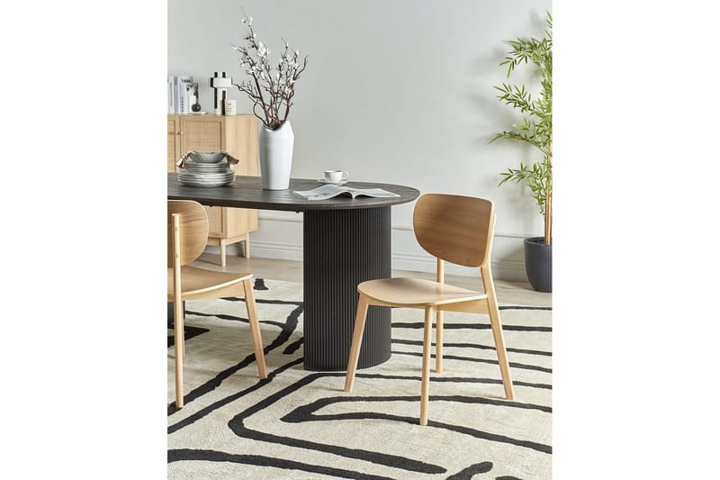 Matsalsstol Beliani Overly set om 2 Ljus Trä Light wood - Huonekalut - Tuoli & nojatuoli - Ruokapöydän tuolit