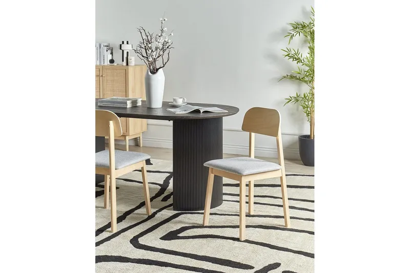 Matsalsstol Beliani Scandia set om 2 Ljus Trä-Beige Light grey - Huonekalut - Tuoli & nojatuoli - Ruokapöydän tuolit