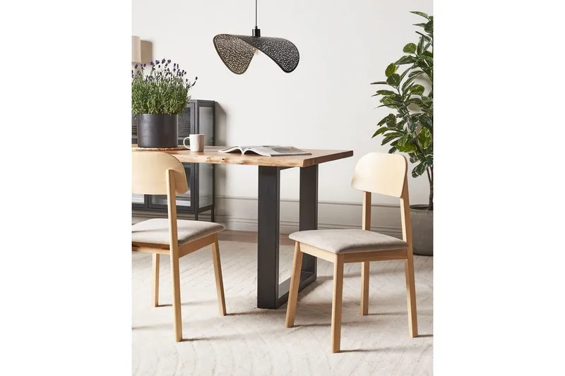 Matsalsstol Beliani Scandia set om 2 Ljus Trä-Beige Taupe - Huonekalut - Tuoli & nojatuoli - Ruokapöydän tuolit