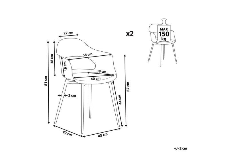 Matsalsstol Beliani Utica set om 2 Pink - Huonekalut - Tuoli & nojatuoli - Ruokapöydän tuolit