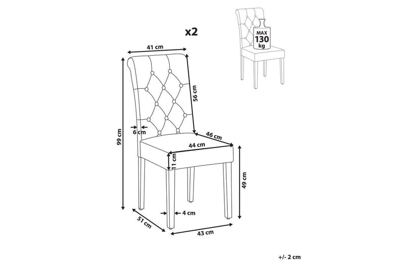 Matsalsstol Beliani Velva set om 2 Blå-Svart Dark blue - Huonekalut - Tuoli & nojatuoli - Ruokapöydän tuolit
