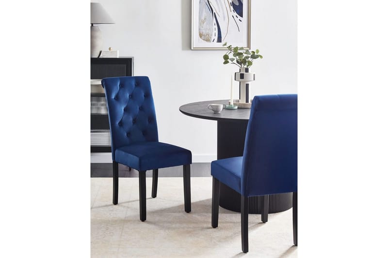 Matsalsstol Beliani Velva set om 2 Blå-Svart Dark blue - Huonekalut - Tuoli & nojatuoli - Ruokapöydän tuolit