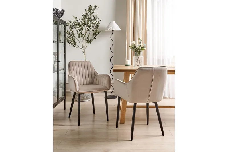 Matsalsstol Beliani Wellston set om 2 Taupe - Huonekalut - Tuoli & nojatuoli - Ruokapöydän tuolit