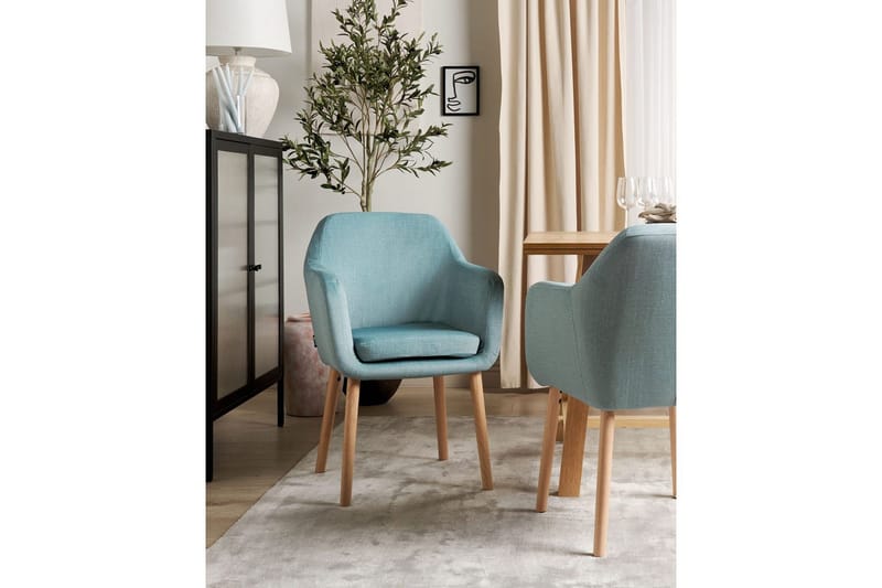 Matsalsstol Beliani Yorkville II Blått-Ljust Trä Light blue - Huonekalut - Tuoli & nojatuoli - Ruokapöydän tuolit