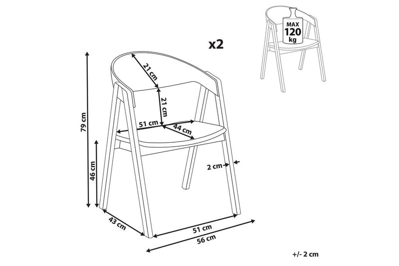 Matsalsstol Beliani Yuba set om 2 Grå-Mörkt Trä Dark green - Huonekalut - Tuoli & nojatuoli - Ruokapöydän tuolit