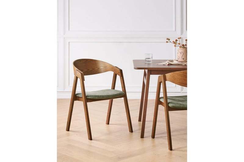 Matsalsstol Beliani Yuba set om 2 Grå-Mörkt Trä Dark green - Huonekalut - Tuoli & nojatuoli - Ruokapöydän tuolit