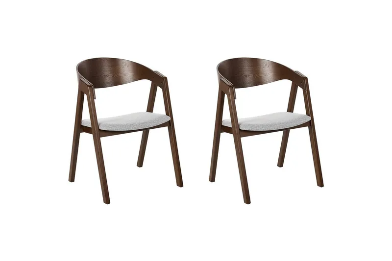 Matsalsstol Beliani Yuba set om 2 Grå-Mörkt Trä Light grey - Huonekalut - Tuoli & nojatuoli - Ruokapöydän tuolit