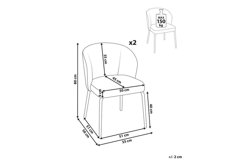 Matsalsstol Beliani Zana set om 2 White - Huonekalut - Tuoli & nojatuoli - Ruokapöydän tuolit
